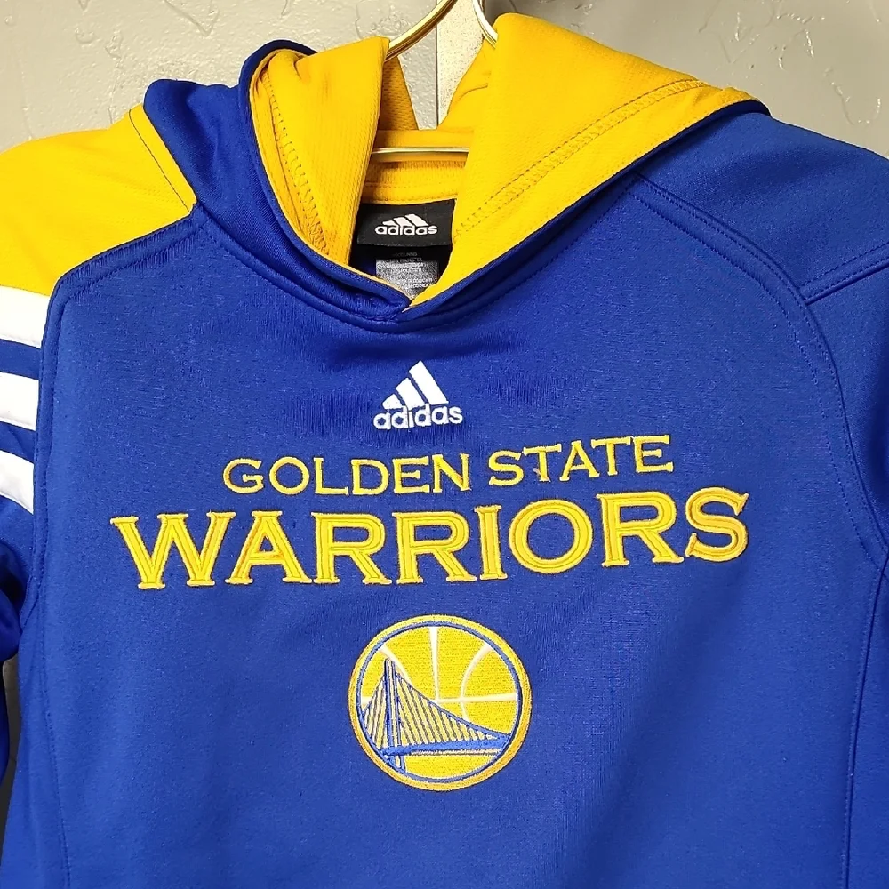 Adidas Blue Yellow Golden State Warriors Hoodie Sweatshirt Youth Boy Girls Med